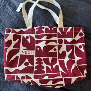 Vuori Red and Cream Tote Bag
